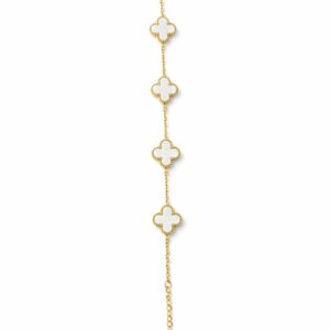 Elegant White Clover Gold-Tone Bracelet for Women