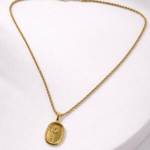 Golden Bloom Oval Pendant Neckchain